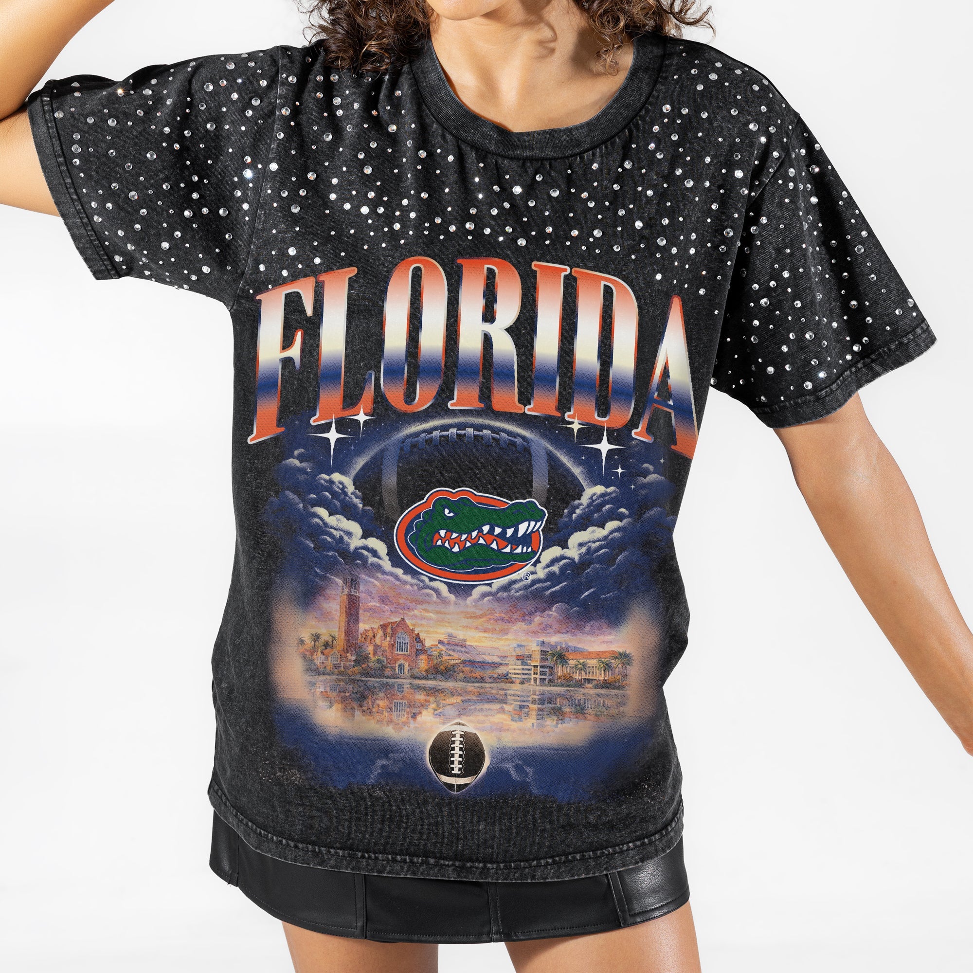 FLORIDA GATORS SKY'S THE LIMIT VINTAGE WASH RHINESTONE TEE