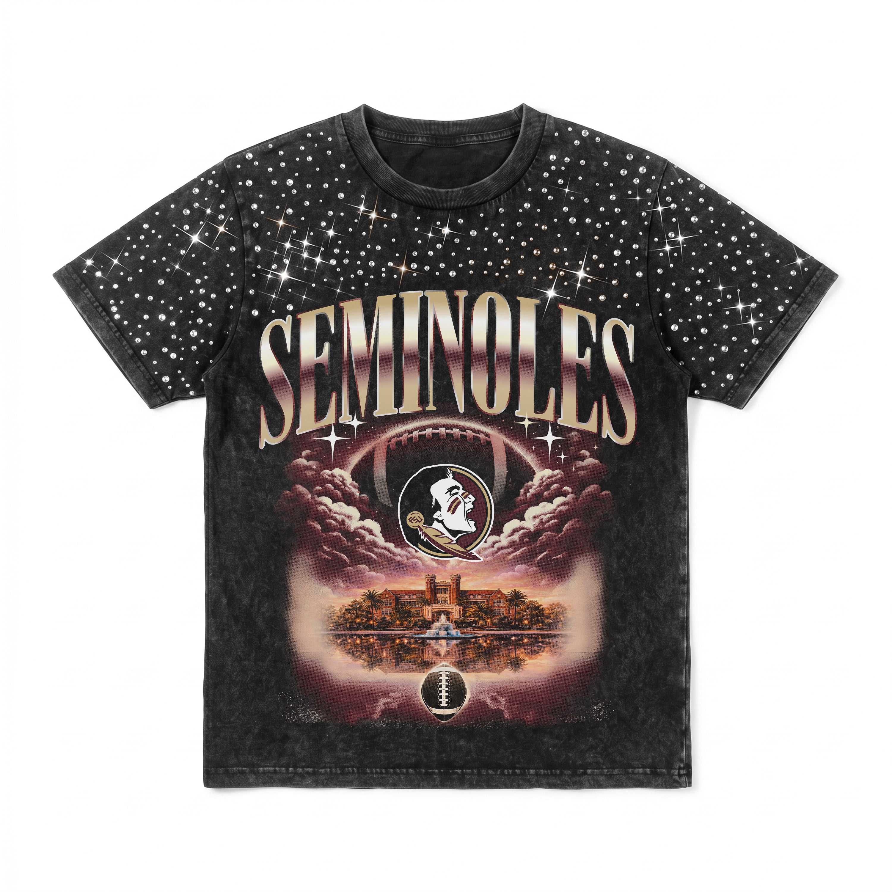 FLORIDA STATE SEMINOLES SKY'S THE LIMIT VINTAGE WASH RHINESTONE TEE