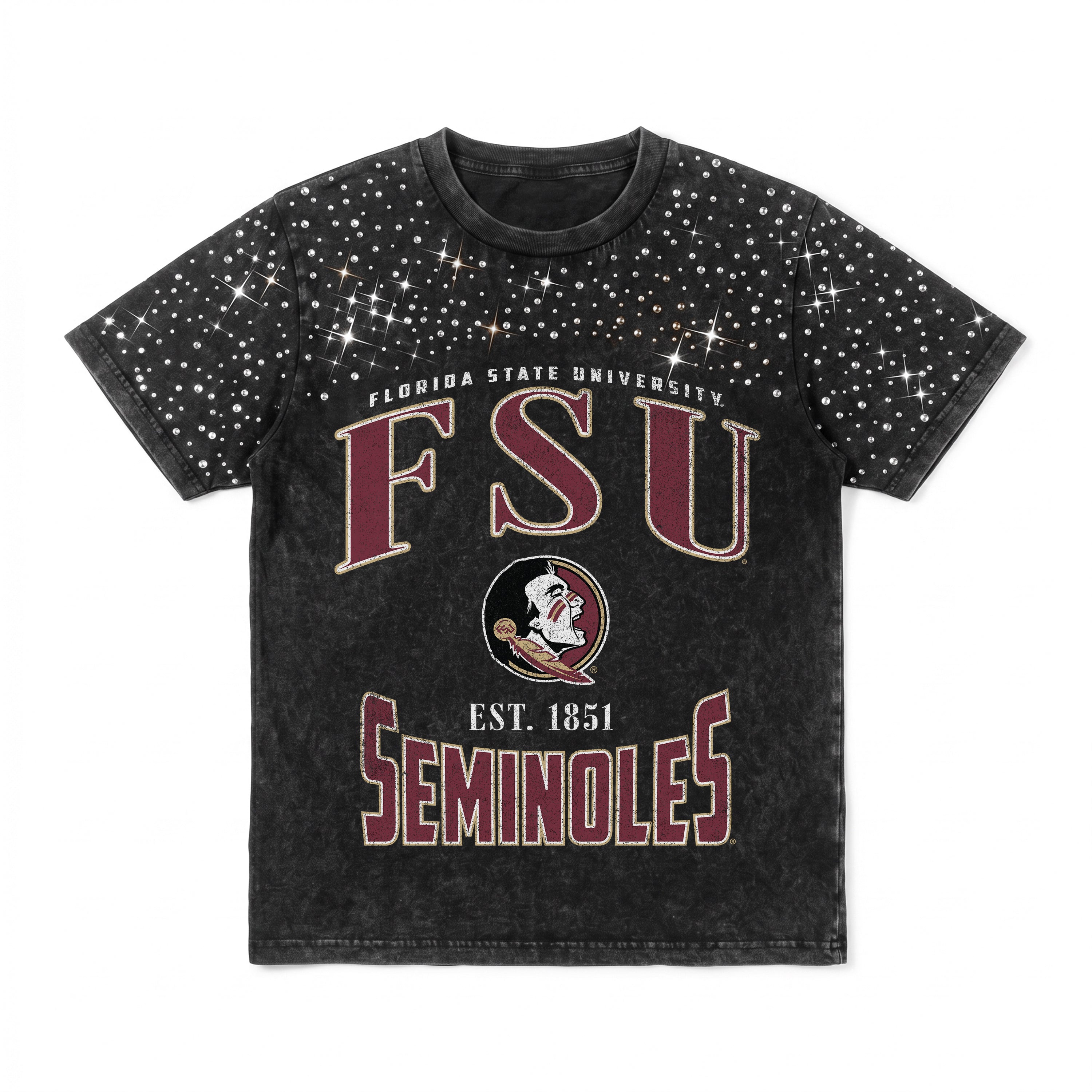 FLORIDA STATE SEMINOLES IN THE ZONE VINTAGE WASH RHINESTONE TEE