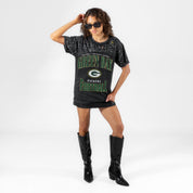 GREEN BAY PACKERS IN THE ZONE VINTAGE WASH RHINESTONE TEE