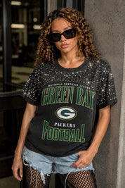 GREEN BAY PACKERS IN THE ZONE VINTAGE WASH RHINESTONE TEE