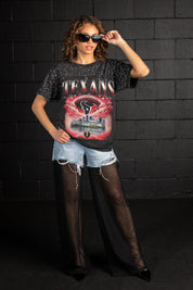 HOUSTON TEXANS SKY'S THE LIMIT VINTAGE WASH RHINESTONE TEE