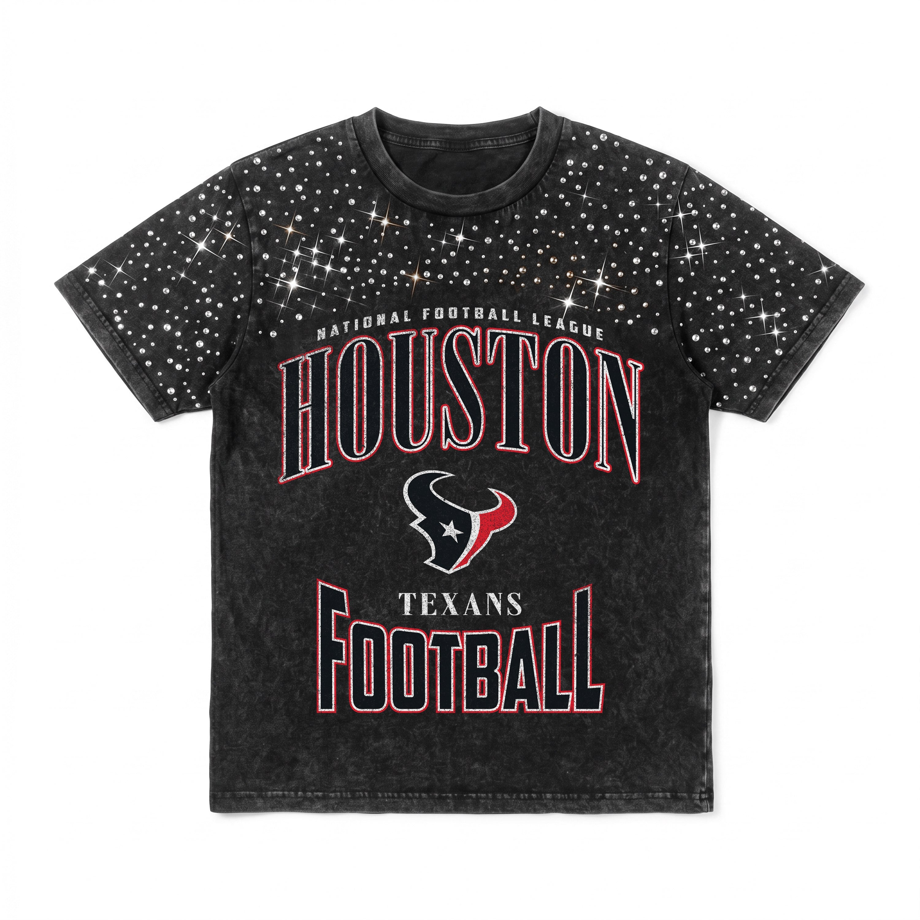HOUSTON TEXANS IN THE ZONE VINTAGE WASH RHINESTONE TEE