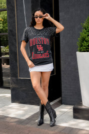 HOUSTON COUGARS IN THE ZONE VINTAGE WASH RHINESTONE TEE