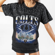 INDIANAPOLIS COLTS SKY'S THE LIMIT VINTAGE WASH RHINESTONE TEE