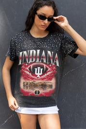 INDIANA HOOSIERS DREAM BIG VINTAGE WASH RHINESTONE TEE