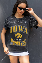 IOWA HAWKEYES IN THE ZONE VINTAGE WASH RHINESTONE TEE