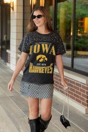 IOWA HAWKEYES IN THE ZONE VINTAGE WASH RHINESTONE TEE