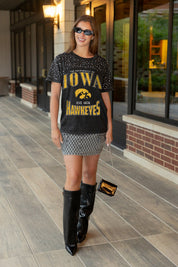 IOWA HAWKEYES IN THE ZONE VINTAGE WASH RHINESTONE TEE
