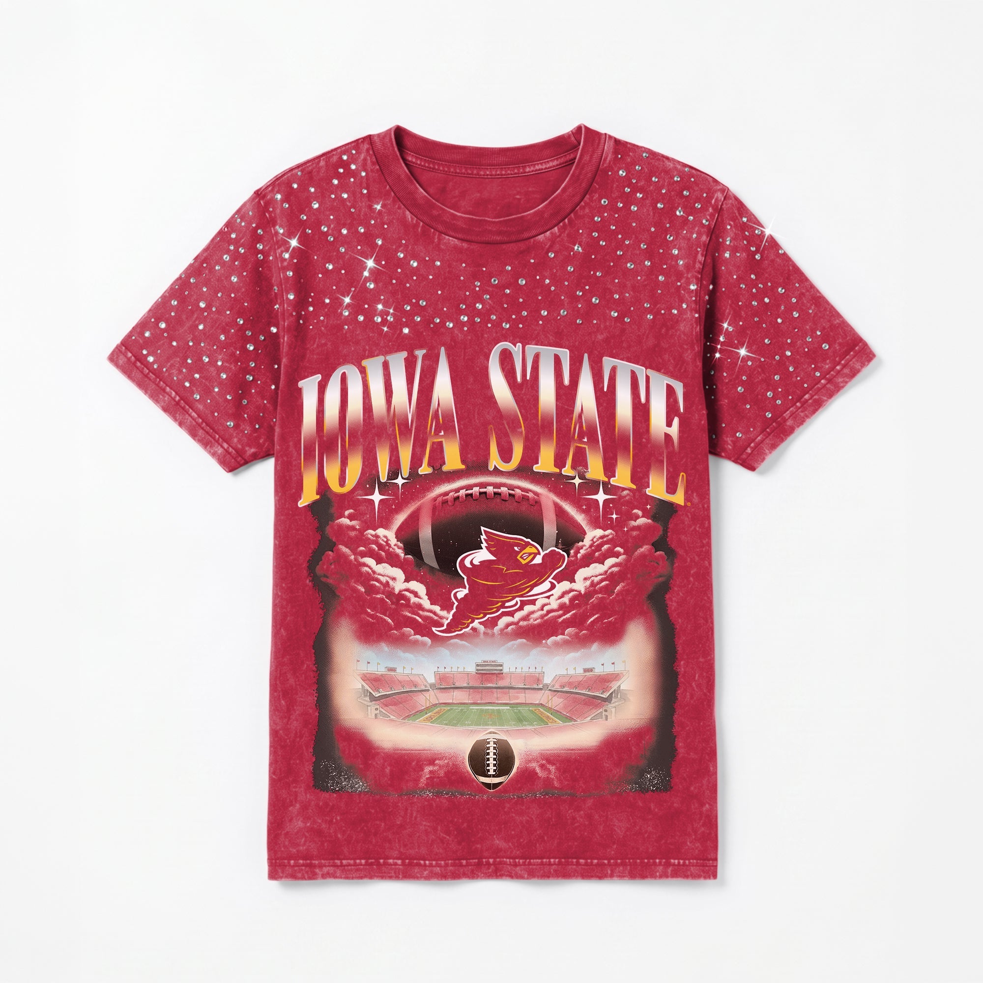 IOWA STATE CYCLONES SKY'S THE LIMIT VINTAGE WASH RHINESTONE TEE