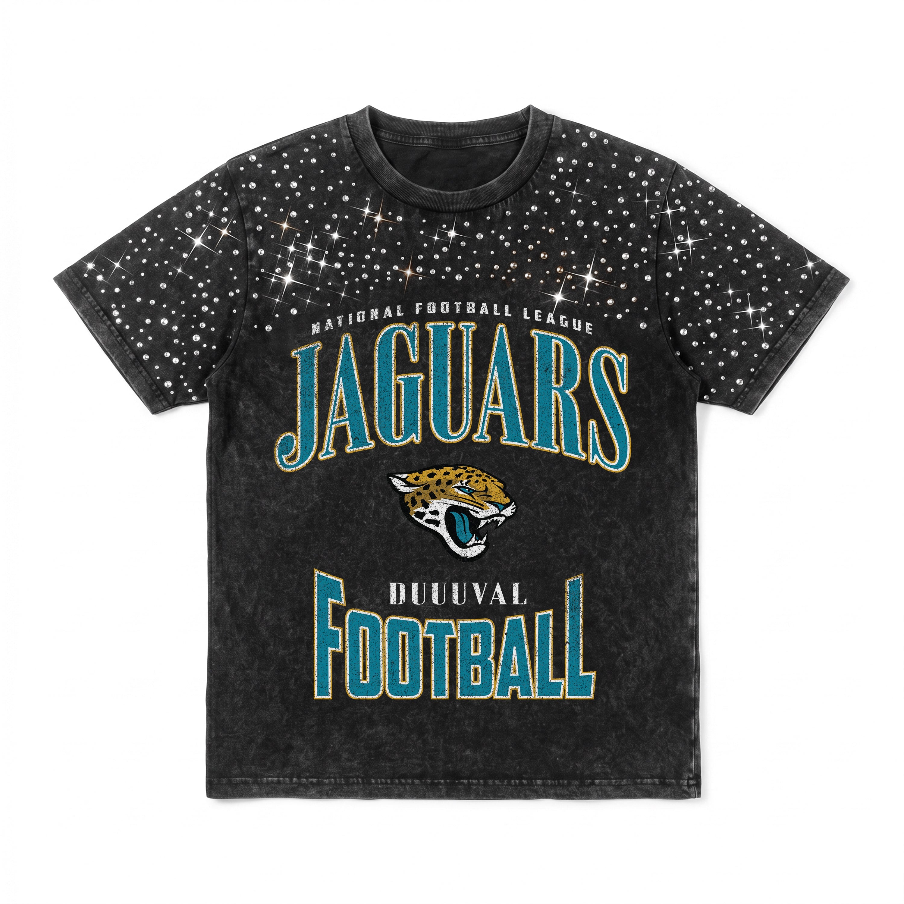 JACKSONVILLE JAGUARS IN THE ZONE VINTAGE WASH RHINESTONE TEE