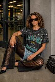JACKSONVILLE JAGUARS IN THE ZONE VINTAGE WASH RHINESTONE TEE