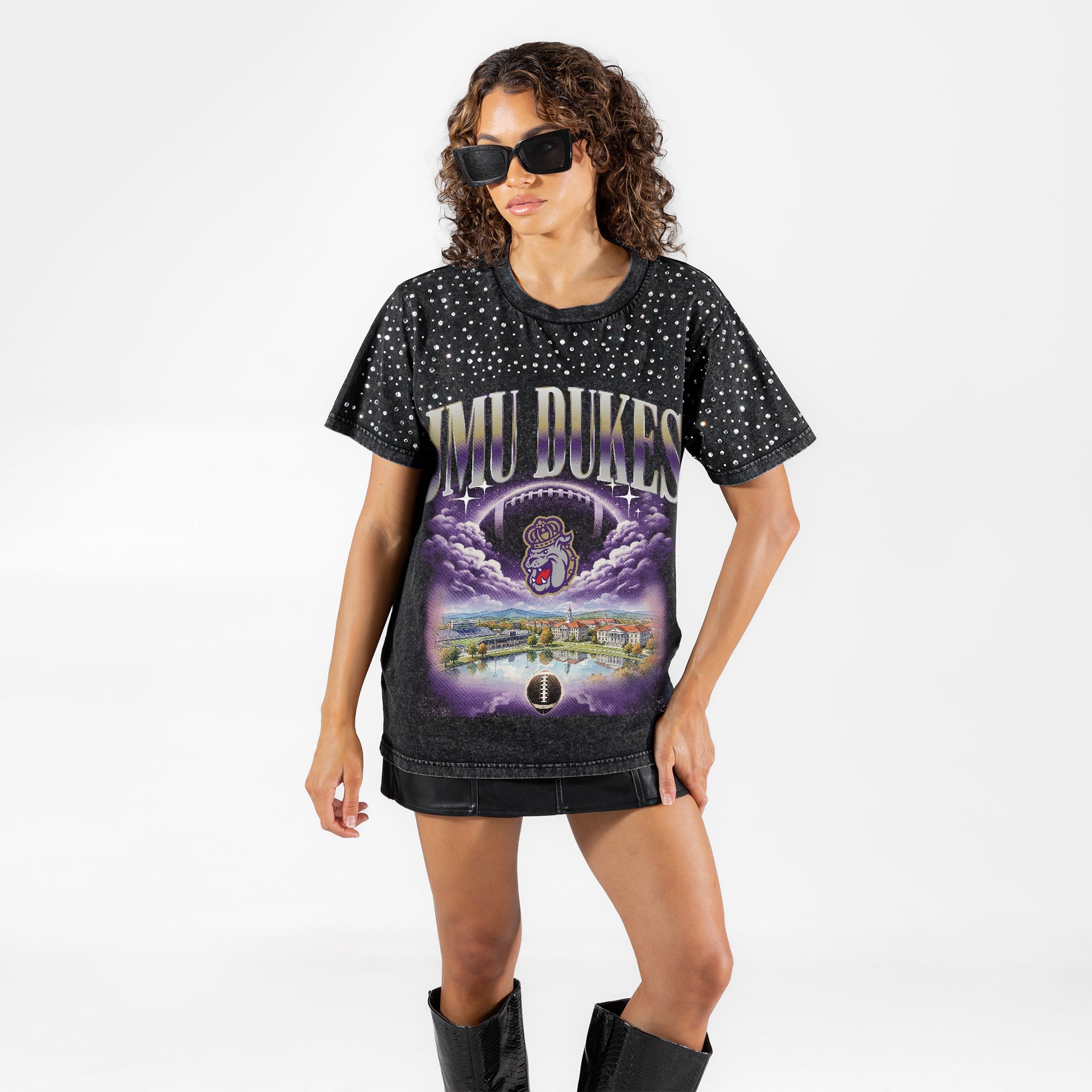JAMES MADISON DUKES SKY'S THE LIMIT VINTAGE WASH RHINESTONE TEE