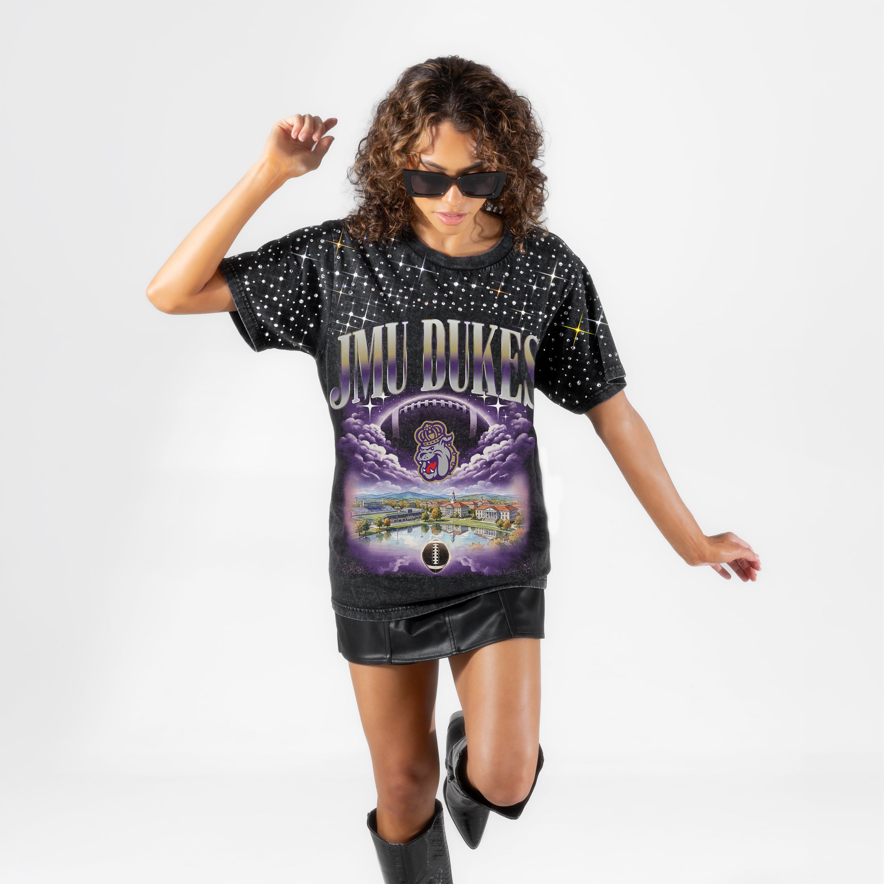 JAMES MADISON DUKES SKY'S THE LIMIT VINTAGE WASH RHINESTONE TEE