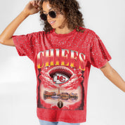 KANSAS CITY CHIEFS SKY'S THE LIMIT VINTAGE WASH RHINESTONE TEE