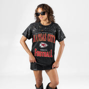 KANSAS CITY CHIEFS IN THE ZONE VINTAGE WASH RHINESTONE TEE