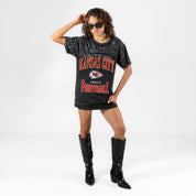 KANSAS CITY CHIEFS IN THE ZONE VINTAGE WASH RHINESTONE TEE