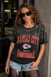 KANSAS CITY CHIEFS IN THE ZONE VINTAGE WASH RHINESTONE TEE