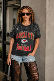 KANSAS CITY CHIEFS IN THE ZONE VINTAGE WASH RHINESTONE TEE
