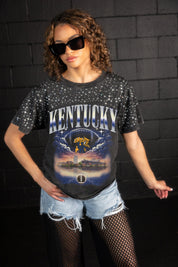 KENTUCKY WILDCATS SKY'S THE LIMIT VINTAGE WASH RHINESTONE TEE