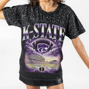 KANSAS STATE WILDCATS SKY'S THE LIMIT VINTAGE WASH RHINESTONE TEE