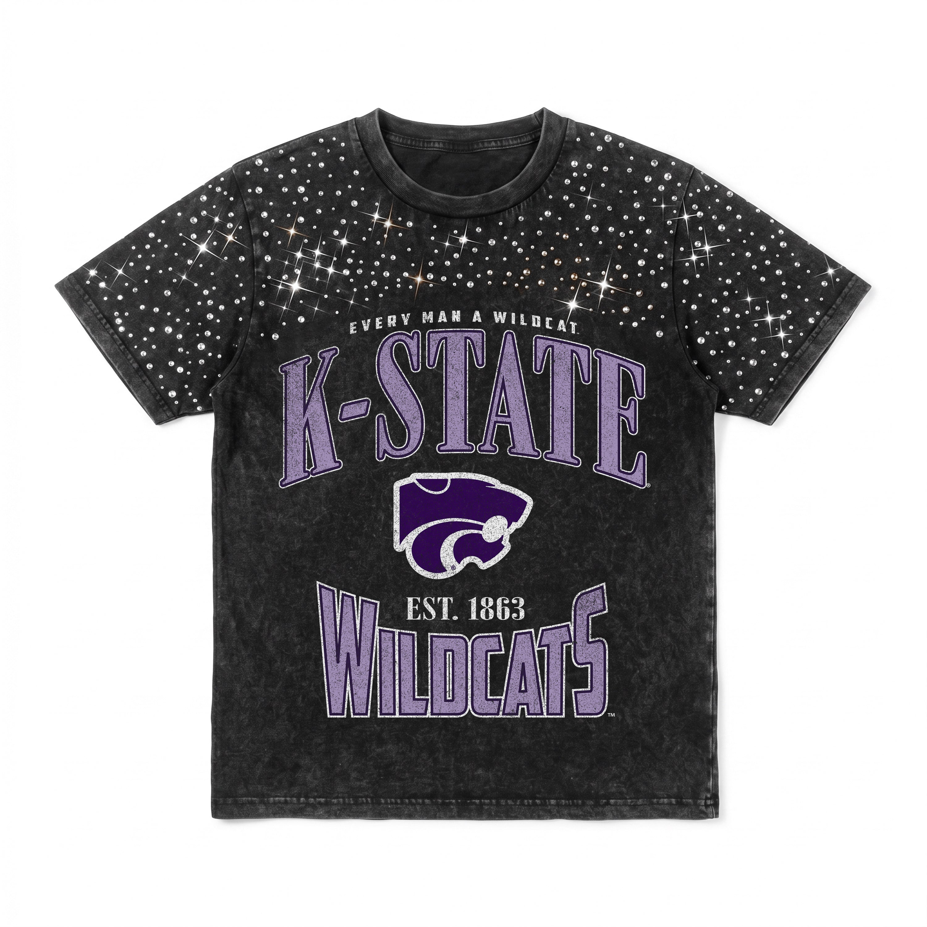 KANSAS STATE WILDCATS IN THE ZONE VINTAGE WASH RHINESTONE TEE