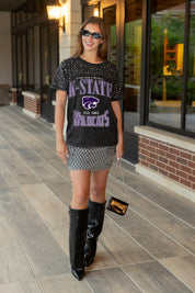 KANSAS STATE WILDCATS IN THE ZONE VINTAGE WASH RHINESTONE TEE
