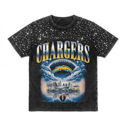 LOS ANGELES CHARGERS SKY'S THE LIMIT VINTAGE WASH RHINESTONE TEE
