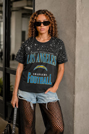 LOS ANGELES CHARGERS IN THE ZONE VINTAGE WASH RHINESTONE TEE