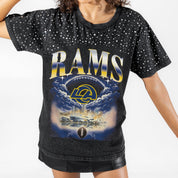 LOS ANGELES RAMS SKY'S THE LIMIT VINTAGE WASH RHINESTONE TEE