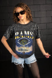 LOS ANGELES RAMS SKY'S THE LIMIT VINTAGE WASH RHINESTONE TEE