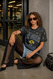 LOS ANGELES RAMS IN THE ZONE VINTAGE WASH RHINESTONE TEE
