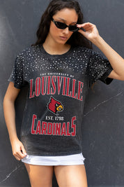 LOUISVILLE CARDINALS IN THE ZONE VINTAGE WASH RHINESTONE TEE