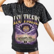 LSU TIGERS SKY'S THE LIMIT VINTAGE WASH RHINESTONE TEE