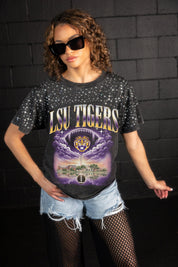 LSU TIGERS SKY'S THE LIMIT VINTAGE WASH RHINESTONE TEE