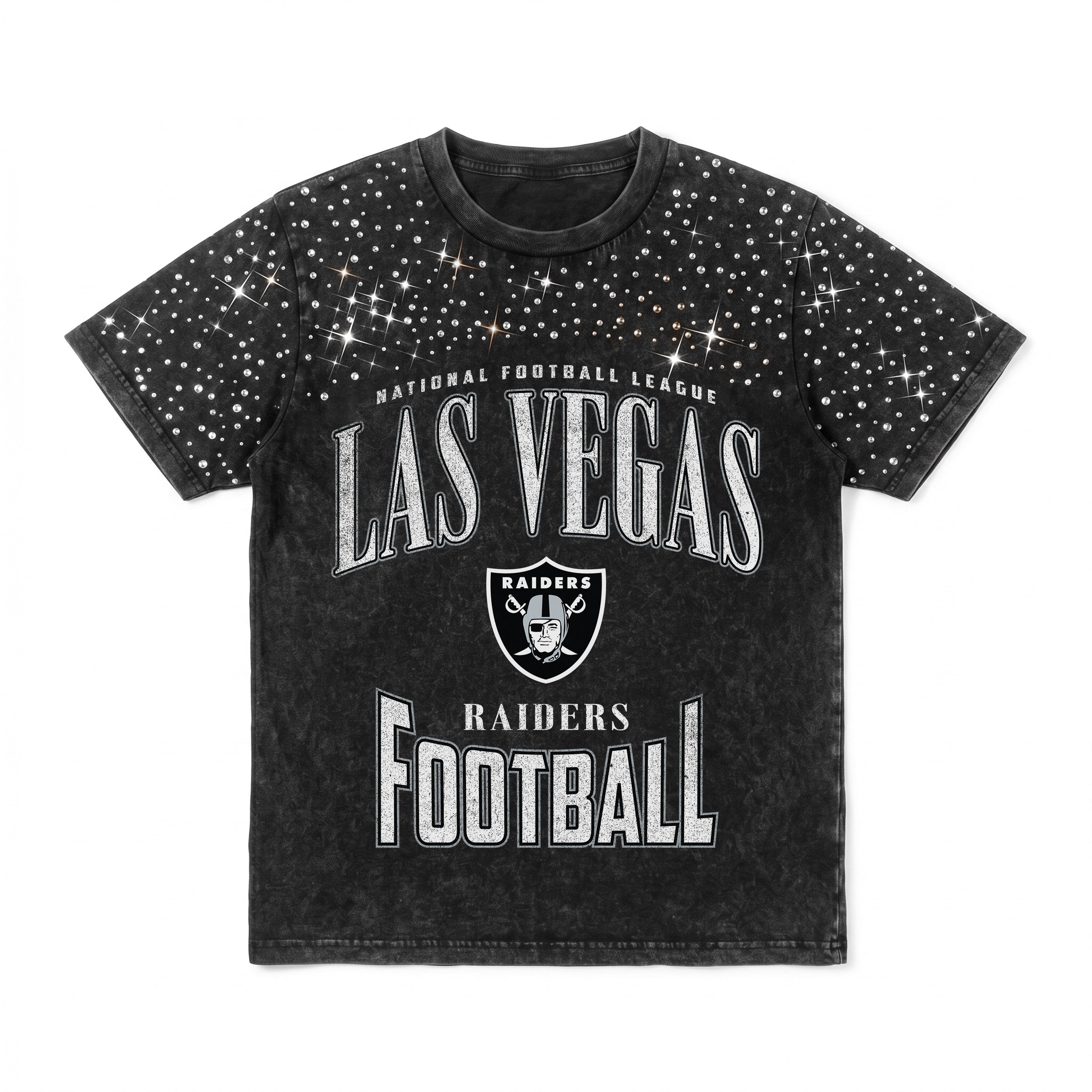 LAS VEGAS RAIDERS IN THE ZONE VINTAGE WASH RHINESTONE TEE