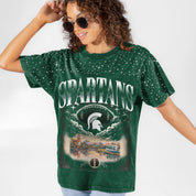 MICHIGAN STATE SPARTANS SKY'S THE LIMIT VINTAGE WASH RHINESTONE TEE
