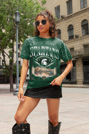 MICHIGAN STATE SPARTANS SKY'S THE LIMIT VINTAGE WASH RHINESTONE TEE