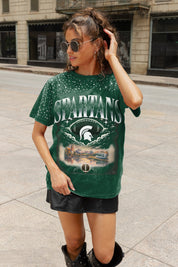 MICHIGAN STATE SPARTANS SKY'S THE LIMIT VINTAGE WASH RHINESTONE TEE