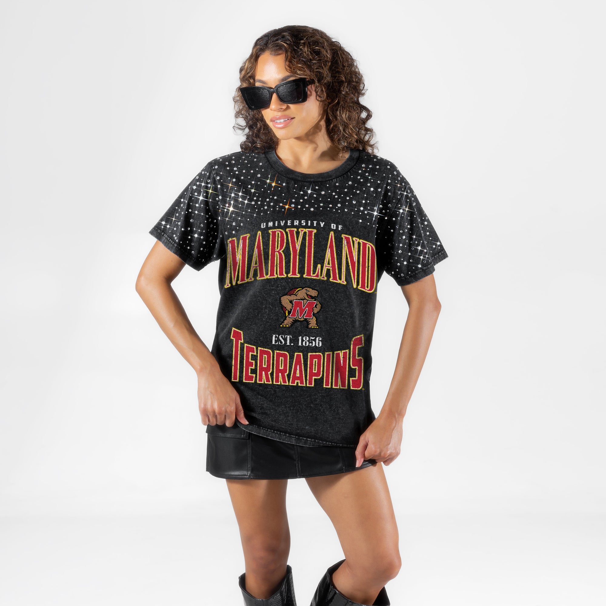 MARYLAND TERRAPINS IN THE ZONE VINTAGE WASH RHINESTONE TEE