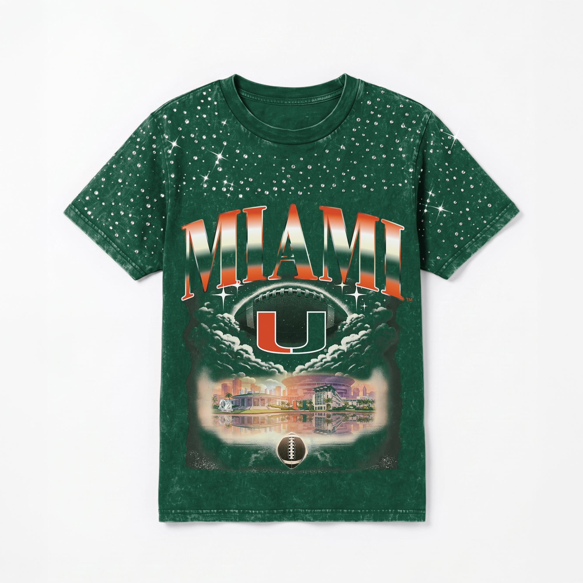 MIAMI HURRICANES SKY'S THE LIMIT VINTAGE WASH RHINESTONE TEE