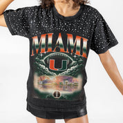 MIAMI HURRICANES DREAM BIG VINTAGE WASH RHINESTONE TEE