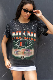 MIAMI HURRICANES DREAM BIG VINTAGE WASH RHINESTONE TEE