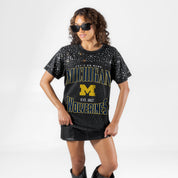 MICHIGAN WOLVERINES IN THE ZONE VINTAGE WASH RHINESTONE TEE