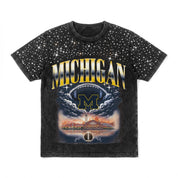MICHIGAN WOLVERINES DREAM BIG VINTAGE WASH RHINESTONE TEE