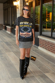 MICHIGAN WOLVERINES DREAM BIG VINTAGE WASH RHINESTONE TEE