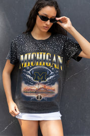 MICHIGAN WOLVERINES DREAM BIG VINTAGE WASH RHINESTONE TEE