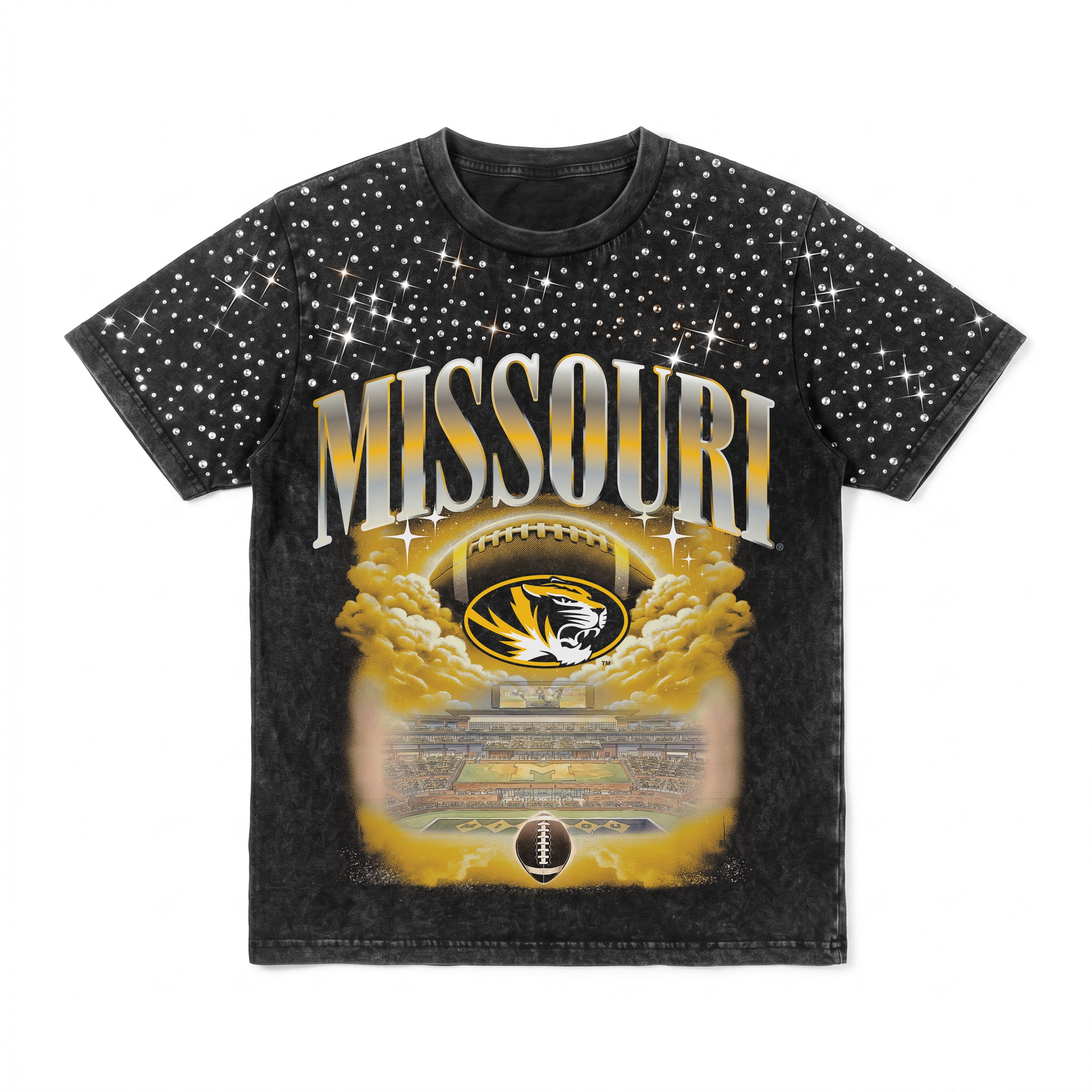 MISSOURI TIGERS SKY'S THE LIMIT VINTAGE WASH RHINESTONE TEE