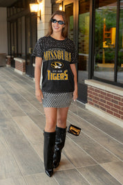 MISSOURI TIGERS IN THE ZONE VINTAGE WASH RHINESTONE TEE