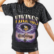MINNESOTA VIKINGS SKY'S THE LIMIT VINTAGE WASH RHINESTONE TEE